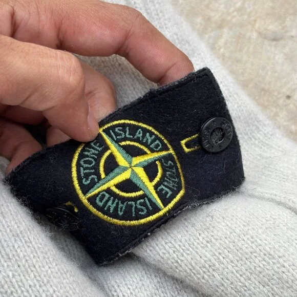 Stone Island AW2011 Lambswool 1/4 Button-Up Knitted Sweater In Snow White